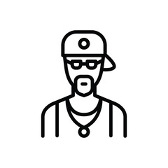 Black line icon for rap