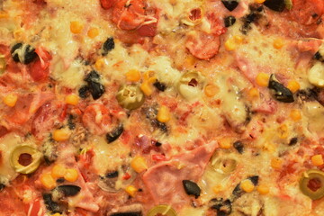 delicious vegetable pizza made with mozzarella cheeses