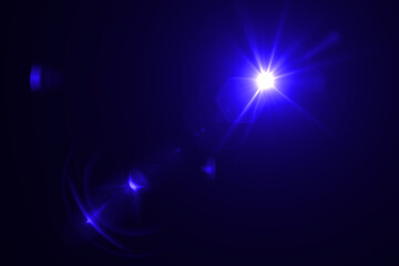 Beautiful optical lens flare effect and bokeh on black blackground