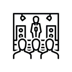 Black line icon for concerts stage event podium entertainment performance public-presentation