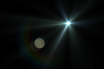 Beautiful optical lens flare effect on black blackground