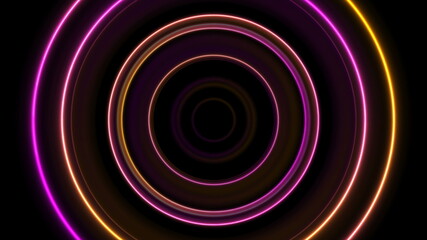 Orange and purple neon circles abstract futuristic background