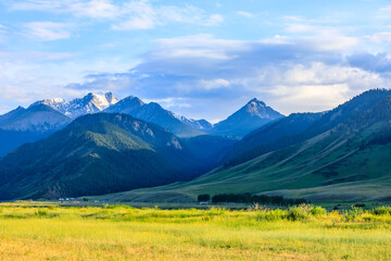 Beautiful mountain and clouds natural landscape in Xinjiang,China.