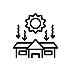 Black line icon for heated