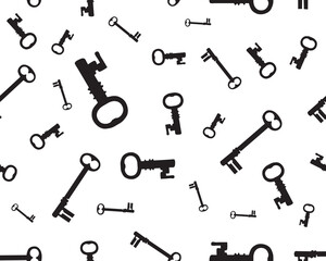 Obraz premium Seamless pattern of black silhouettes of keys