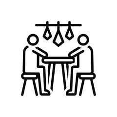 Black line icon for meet