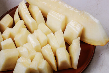 fresh sliced melon on the table