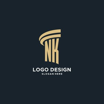 NK monogram with pillar icon design, luxury and modern legal logo design ideas