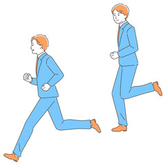 走るビジネスパーソン　男性たち　3色