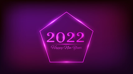 2022 Happy New Year neon background