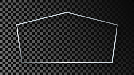 Silver glowing tetragon shape frame with shadow