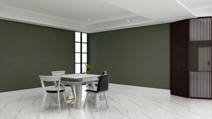 green modern office meeting room for company wall logo mockup