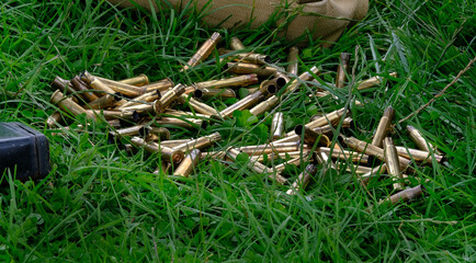 Brass cartridge cases for machine gun.