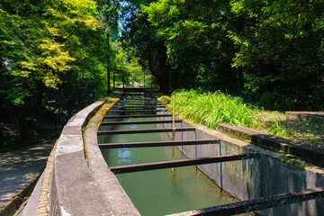 Fototapeta na wymiar 京都市 南禅寺 水路閣を流れる水
