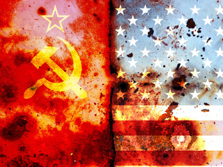 he Cold War. Flag of the Soviet Union (1922-1991). Flag of the United States (50 stars)