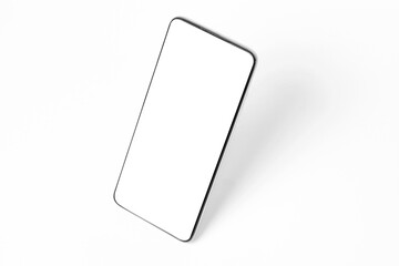 Mobile phone with blank screen on white background