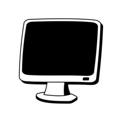 Monitor with black screen doodle  vector illustration