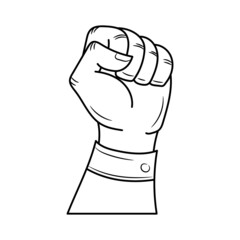 Hands clenched  with hand drawn outline vector illustration