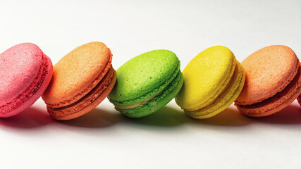 colorful macaroons on table