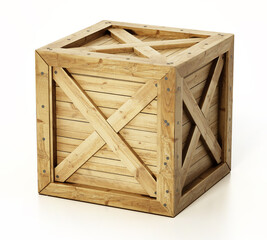 Wooden crate isolated on white background. 3D illustration