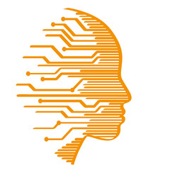 Handgezeichnetes Symbol für künstliche Intelligenz in orange