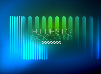 Bright neon color techno abstract background, shiny glowing neon lines in the dark background
