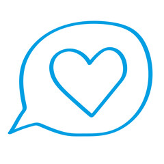 Handgezeichnete Sprechblase mit Herz in blau