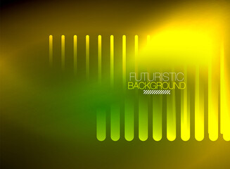 Bright neon color techno abstract background, shiny glowing neon lines in the dark background