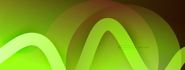 Abstract gradient background with wave line with shadow effect. Geometric composition. 3D shadow effects and fluid gradients