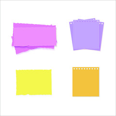 Vector Colorful Papers, Memo Stickers Isolated on White Background, Square Paper Pieces, Rectangular Paper Pieces, Bright Colors.