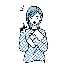 立って書類を手に持って何かひらめいたリモートワークの女性