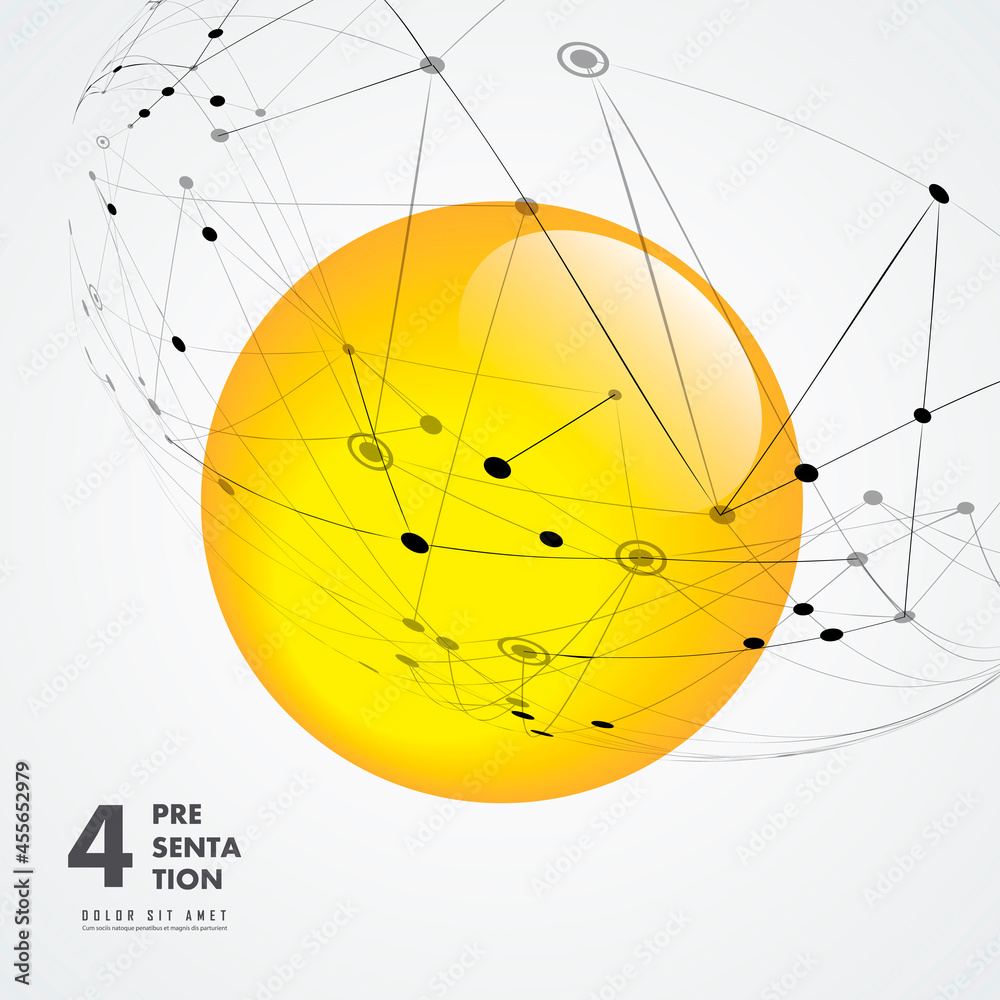 Aufkleber Vector ball abstract line design. Sphere with connected lines and dots. Network structure. Digital big data concept
