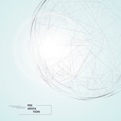 Abstract curl sphere with stripes. Vector ball with lines background. Circle chaotic texture design