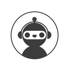 Chat bot robot icon in circle. Support assistant service bot.