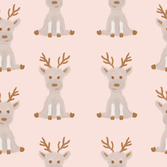 Seamless moose pattern . Design for a holiday. Printing for wrapping paper. An illustration for printing. Children's composition. Texture for fabric and paper.