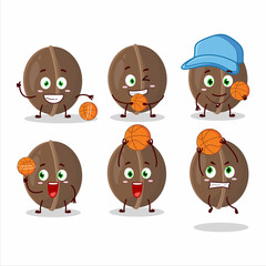 Talented walnuts cartoon character as a basketball athlete