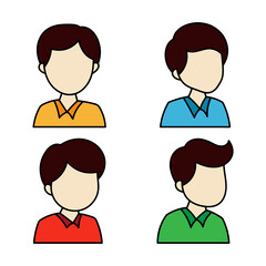 Simple boy kids avatar, with hand drawn outline vector illustration