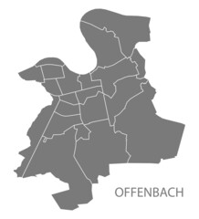 Fototapeta premium Modern City Map - Offenbach city of Germany with districts grey DE