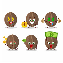 Walnuts cartoon character with cute emoticon bring money
