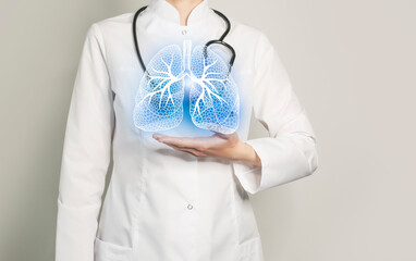Pulmonologist doctor, lungs specialist. Aesthetic handdrawn highlighted illustration of human...