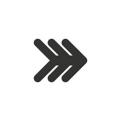 Black vector chevron arrows pointing right in circle, three arrows in row. road sign for turn. Stock Vector illustration isolated on white background.