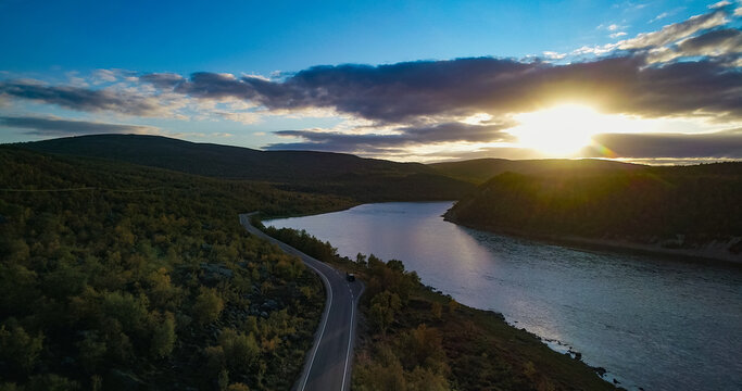 Tenojoki river ruska sunset