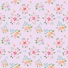 Beautiful floral seamless pattern with 
colorful flowers