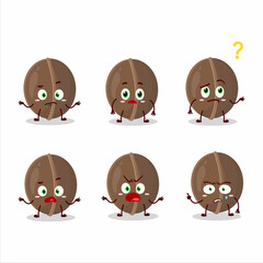 Cartoon character of walnuts with what expression