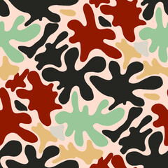 Seamless vector pattern with abstract modern doodles. Bright summer print. Trendy colorful background. Vintage geometric doodles.	