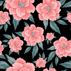 Gordijnen Watercolor seamless pattern with flowers. Vintage floral pattern. Flower seamless pattern. Botanical art. Floral botanical collection. Wedding floral set. Watercolor botanical design.  © Natallia Novik
