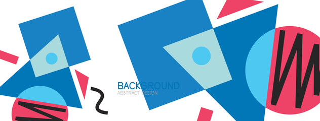Obraz premium Abstract background. Blocks, lines, triangles, circles composition. Techno or business concept for wallpaper, banner, background, landing page