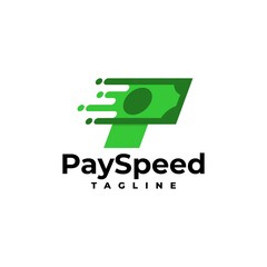 illustration of a money forming a letter p with a speed effect. good for electronic payment platform or any business related to money or finance