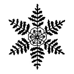 Black doodle snowflake. Vector illustration.