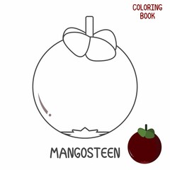 Coloring book with mangosteen fruit vector illustration print for children's drawing media